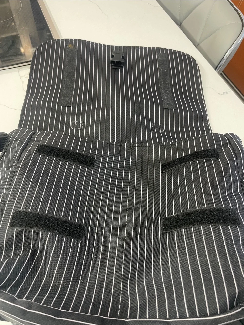 Dickies Black Pinstripe Messenger Crossbody Bag